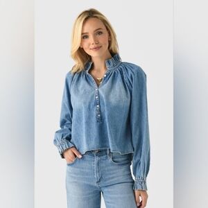 CITIZENS OF HUMANITY iris ruffled top in rowan Size M Mesium